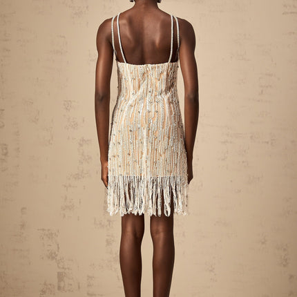 Ainsley Neutrals Crystal Sequin Mini Dress