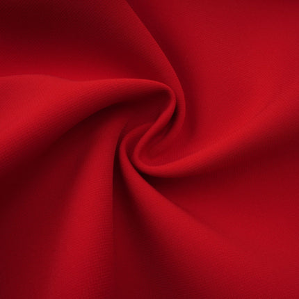 Ainsley Red Mini Dress Terylene Spandex Cinched Waist Cap Sleeves Faux Flap Pockets