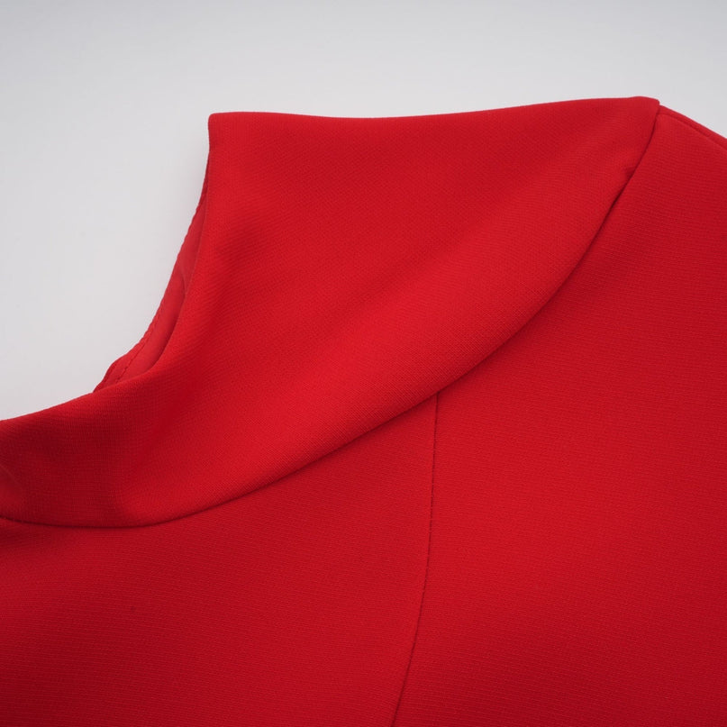 Ainsley Red Mini Dress with Cinched Waist and Faux Flap Pockets