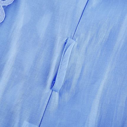 Alba Blue Cotton Mini Dress with Cut-Out Design and Belted Waist
