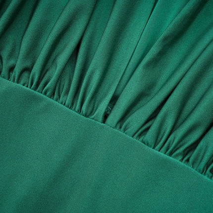 Alba Emerald Green Mini Dress Ruched V-neck Gloves Set