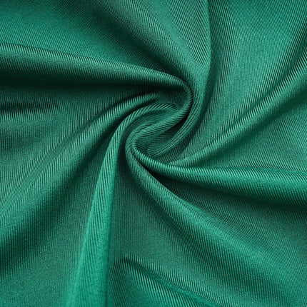 Alba Mini Dress Ruched V-neck Gloves Set in Emerald Green satin finish fabric