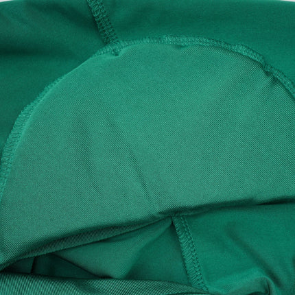Alba Mini Dress Ruched V-neck Gloves Set in Emerald Green satin finish fabric
