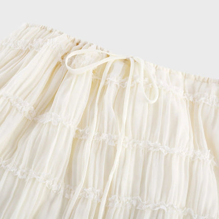 Alba White Pleated Halterneck Top and Floor-Length Skirt Set