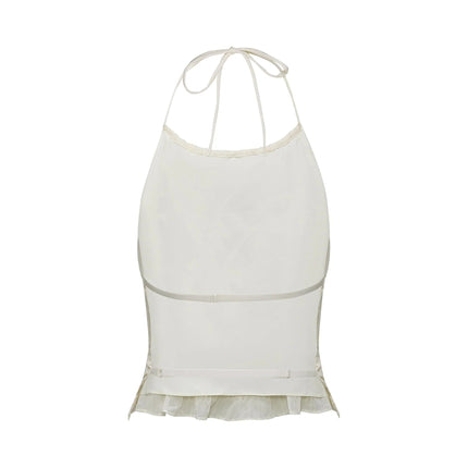Alba White Pleated Halterneck Top and Floor-Length Skirt Set