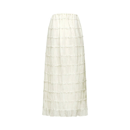 Alba White Pleated Halterneck Top and Ruffled Hem Skirt Set
