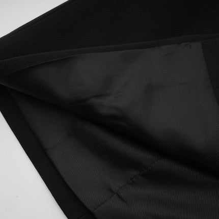 Alberta Black Wool Polyester Blazer with Crystal-Embellished Bow and Buttoned Cuffs