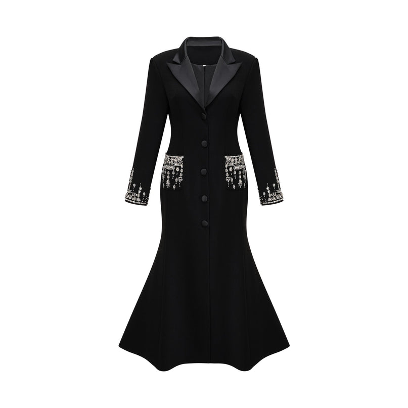 Alessandra Black Maxi Dress with Crystal Embellishments