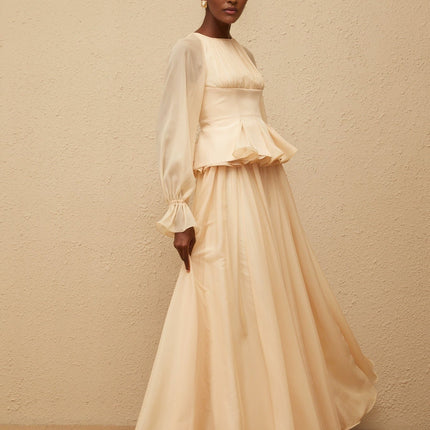 Alessandra Blouse and Skirt Set Neutrals