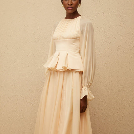 Alessandra Blouse Skirt Set Neutrals