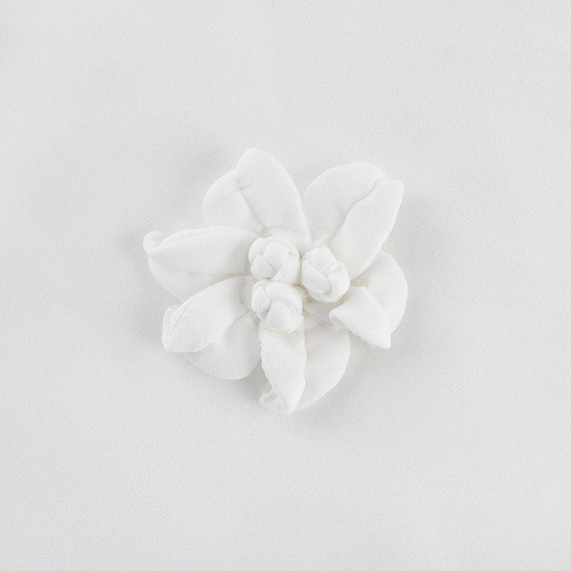 Alessandra White Sleeveless Mini Dress with Faux Flower Embellishment Square Neck and Flared Skirt Rear Zip Fastening Thigh-Length Dress in 79% Polyester and 21% Elastane