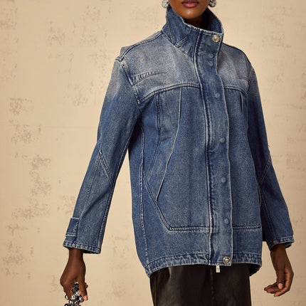 Alessandrina Blue Denim Patchwork Jacket