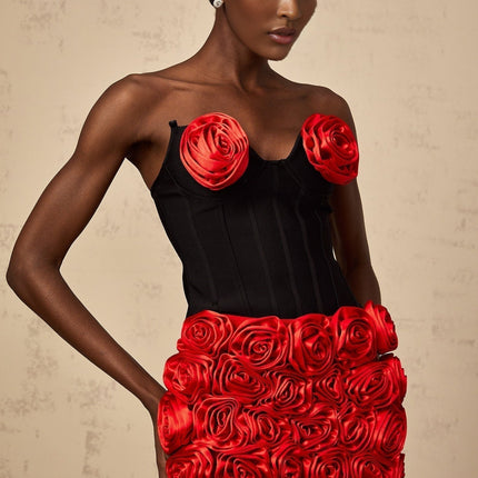 Alessandrina Red & Black Skirt Top Set Matching Outfit