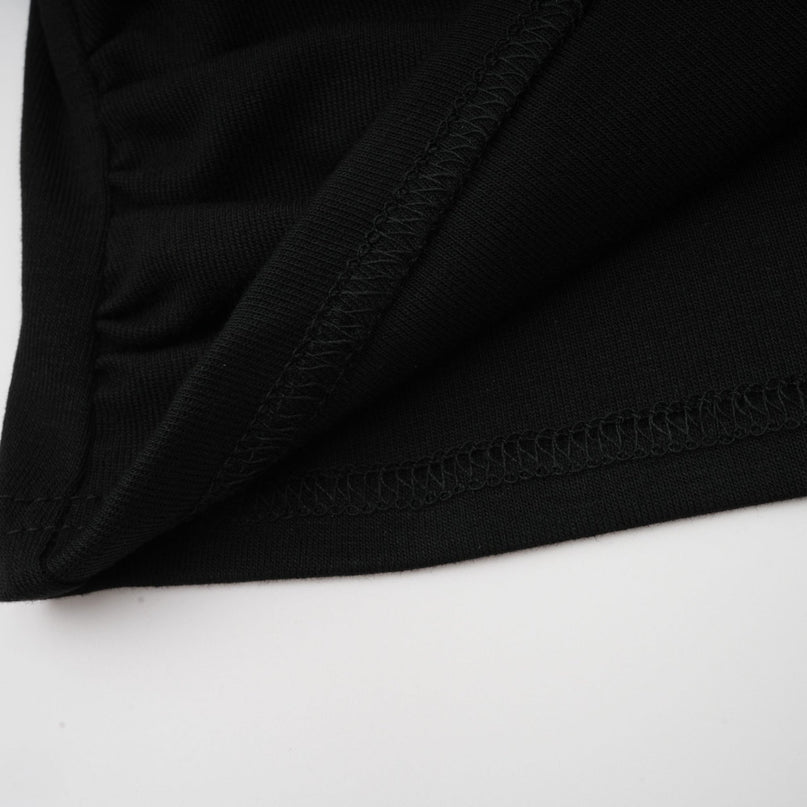 Alexa Black Boned V-Neck Top Cotton Terylene Blend Gathered Pleat Detailing
