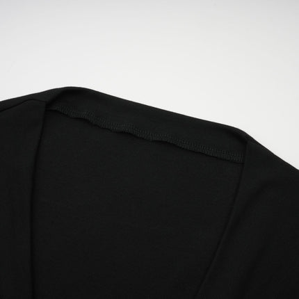 Alexa Black Boned V-Neck Top Cotton Terylene Blend Gathered Pleat Detailing