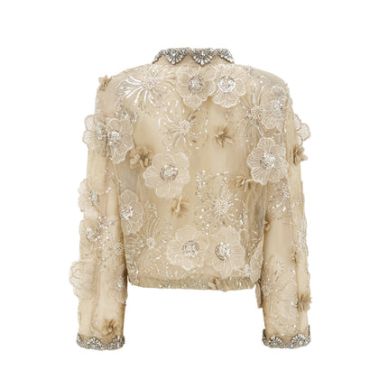 Alexa Floral Appliqué Jacket Neutrals Polyester Elegance Sophistication