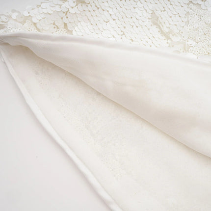 Alexa White Mini Dress crystal sequin faux-flower spaghetti straps sweetheart neckline bustier elegance rear zip thigh-length 80% polyester 20% cotton luxury glamour