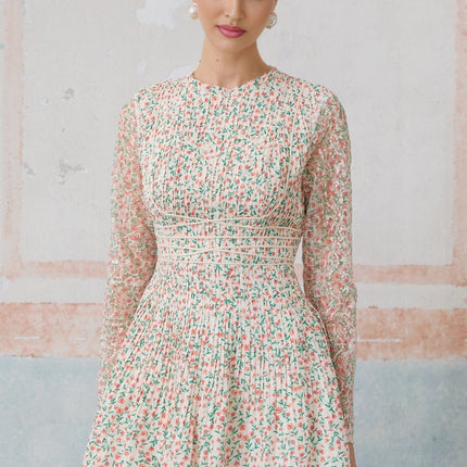 Alexandra White Floral Print Flounce Hem Mini Dress
