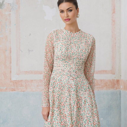 Alexandra White Floral Print Flounce Hem Mini Dress