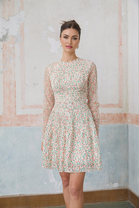 Alexandra White Floral Print Flounce Hem Mini Dress