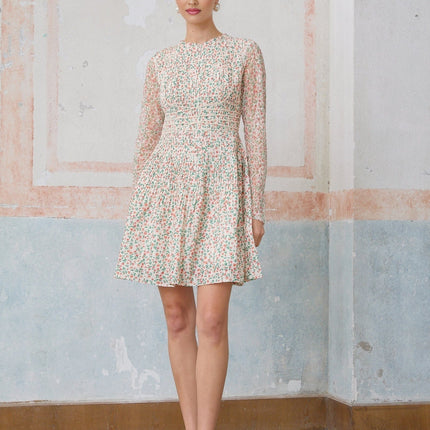 Alexandra White Floral Print Flounce Hem Mini Dress