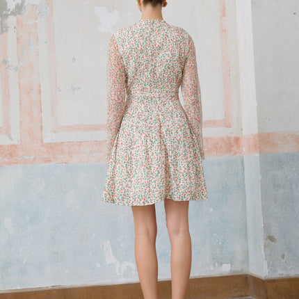 Alexandra White Floral Print Flounce Hem Mini Dress