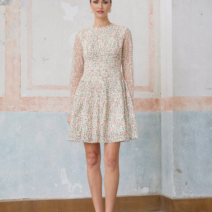 Alexandra White Floral Print Flounce Hem Mini Dress