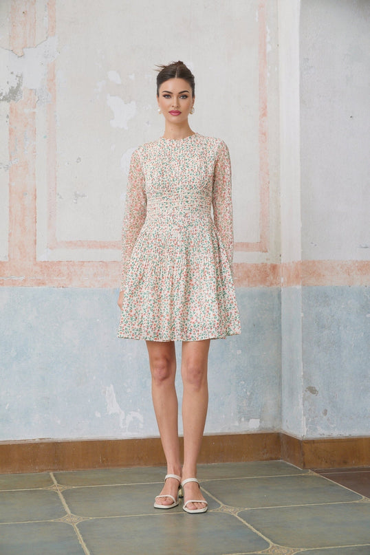 Alexandra White Floral Print Flounce Hem Mini Dress