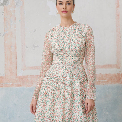 Alexandra White Floral Print Flounce Hem Mini Dress