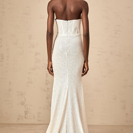 Alexis White Maxi Dress with Faux-Pearl Embellishments