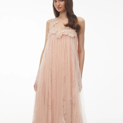 Alice Blush Pink Floral Embroidered Midi Dress