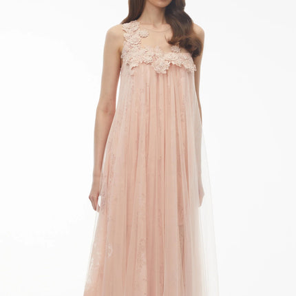 Alice Blush Pink Floral Embroidered Midi Dress