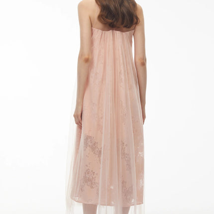 Alice Blush Pink Floral Embroidered Midi Dress