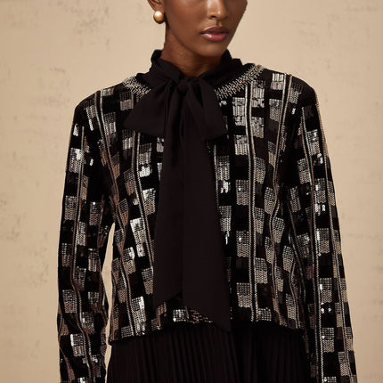 Alice Gold & Black Cardigan Dress Sequin Matching Set