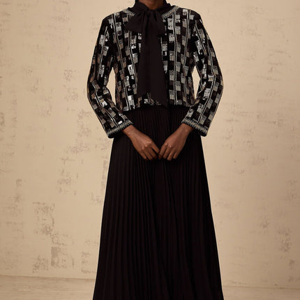 Alice Gold & Black Cardigan Dress Check Sequin Matching Set