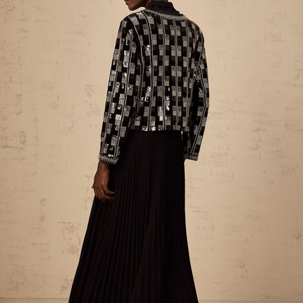 Alice Gold & Black Cardigan Dress Check Sequin Matching Set