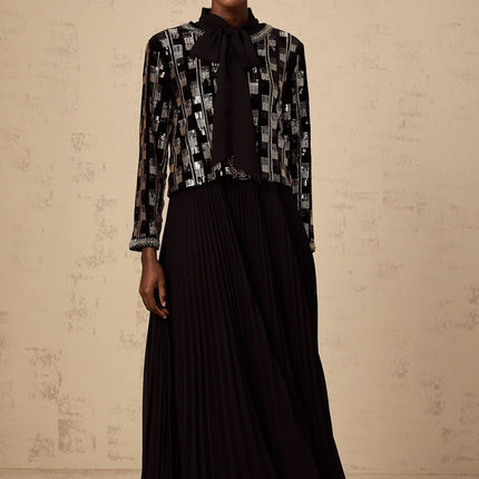 Alice Gold & Black Cardigan Dress Check Sequin Matching Set