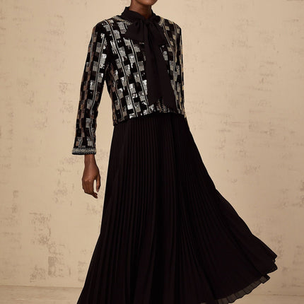 Alice Gold & Black Cardigan Dress Check Sequin Matching Set