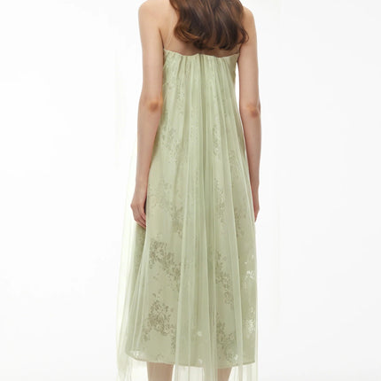 Alice Mint green Floral Embroidered Midi Dress