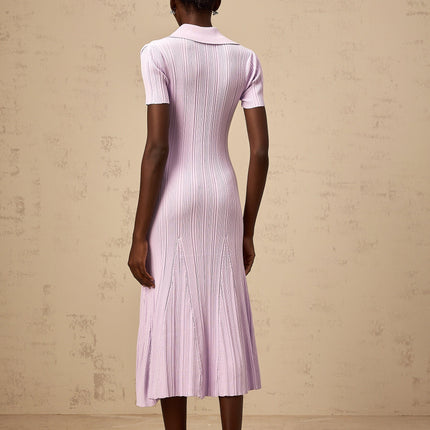 Alice Purple Crystal Embellished Midi Dress with Godet Design and Flap Pockets