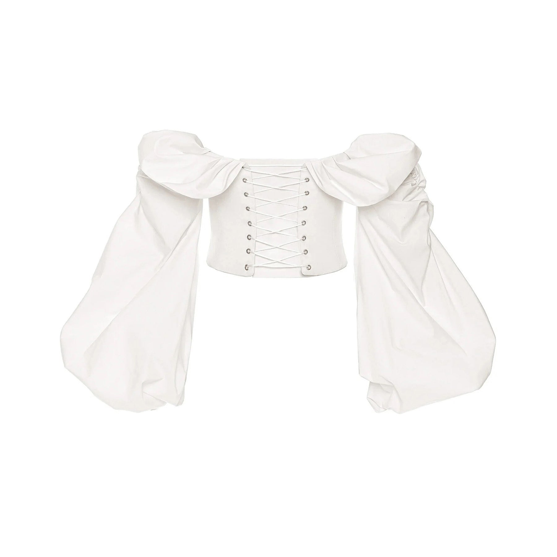 Alicia White Ruched Puff Sleeve Blouse