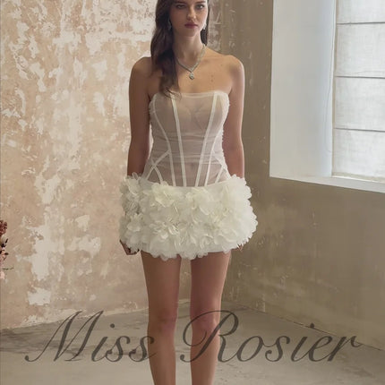 Alicja White Off Shoulder 3D Petal Mini Dress