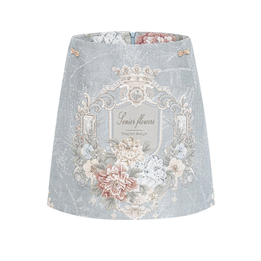 Aliénor blue embroidered mini skirt