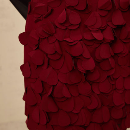 Alina 3D Petal A-line Mini Skirt in Wine Red