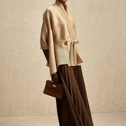 Alina Brown & Khaki Skirt Top Set