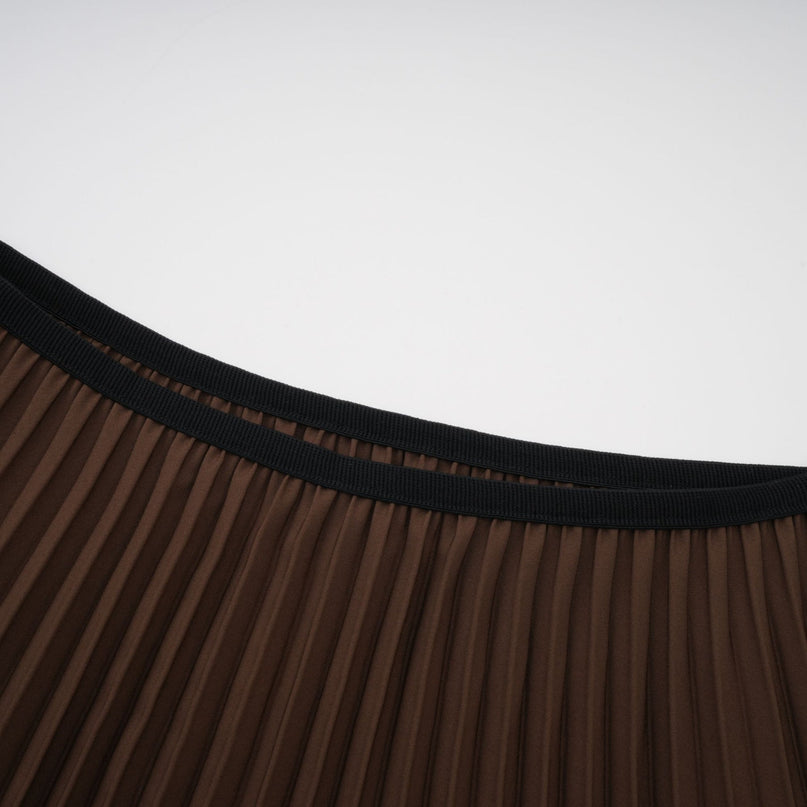 Alina Brown & Khaki Skirt Top Set Terylene Cape Design Maxi Length Elegant Sophisticated