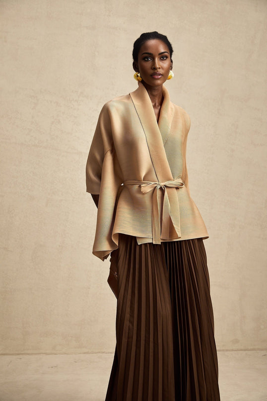 Alina Brown & Khaki Skirt Top Set