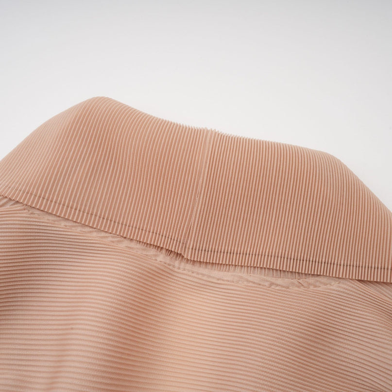 Alina Brown & Khaki Skirt Top Set Terylene V-Neck Cape Design Slit Sleeves Pleated Maxi Elasticated Waistband Maxi Length Elegant Sophisticated Luxury Modern