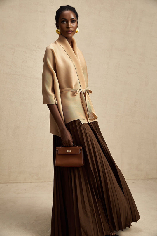 Alina Brown & Khaki Skirt Top Set