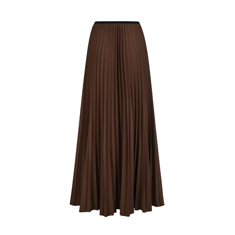 Alina Brown & Khaki Skirt Top Set Terylene Cape Design Maxi Length
